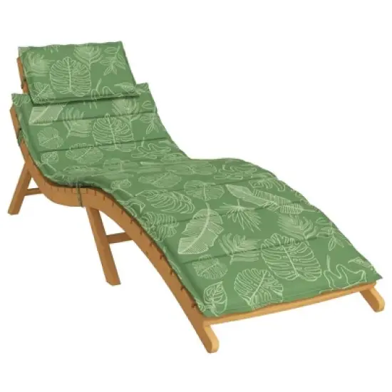 vidaXL Sun Lounger Cushion - Durable Oxford Fabric - Water-Resistant and Lightweight with Leaf Pattern Design and Non-Slip Features - Green image {2}