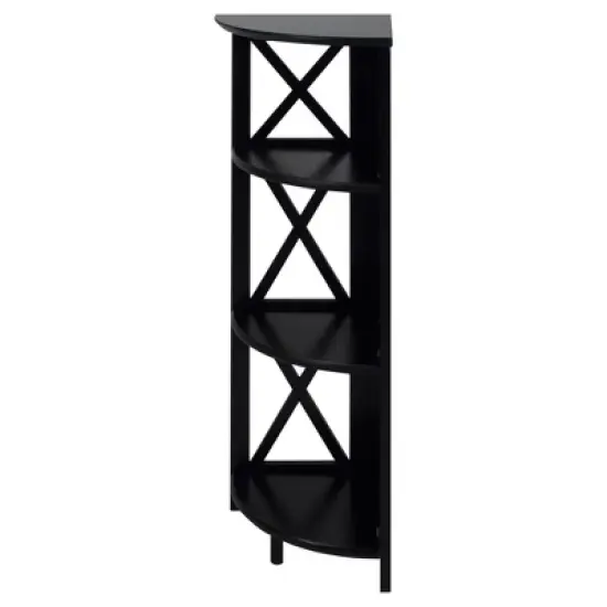 38.75" 4-Shelf Corner Folding Bookcase Black - Flora Home image {1}