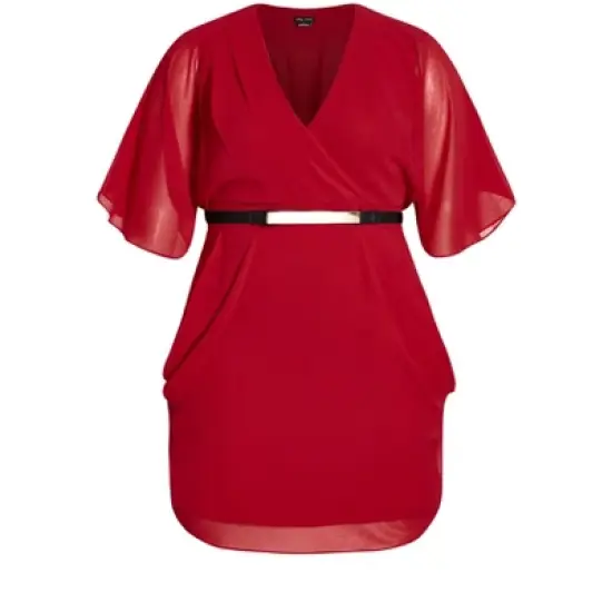 Women's Plus Size Color Wrap Dress - cherry | CITY CHIC image {2}