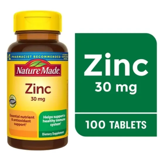 Nature Made Zinc 30mg Dietary Supplement Tablets for Antioxidant and Immune Support - 100ct image {8}