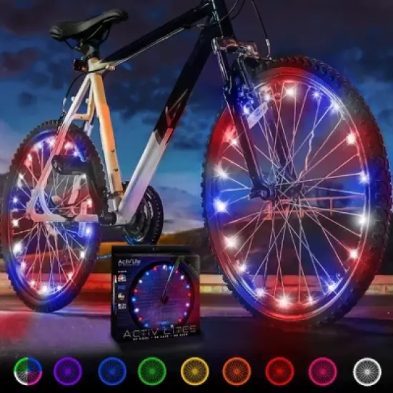 Activ Life Bike Wheel Lights (2 Tire, Patriotic) - Fitness Gifts for Men Daughter Grandson Granddaughter . Fun Sports Presents image {6}