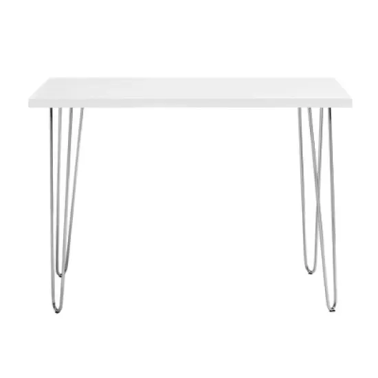 Gibby Modern Glam Hairpin Leg Writing Desk Faux White Marble - Saracina Home image {6}