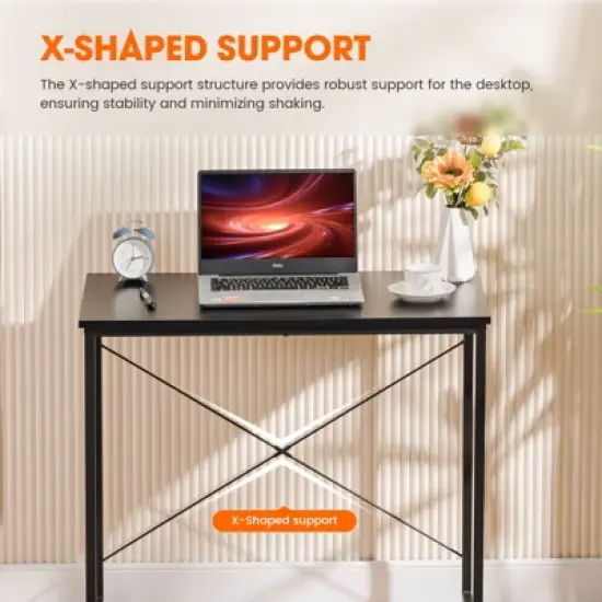 COMHOMA 32''/47" Desk, Study Writing Table for Small Space, Save Space Office Desk with Metal Legs image {3}