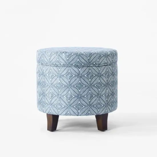 Cole Classics Round Storage Ottoman Flared Wood Leg - HomePop image {7}