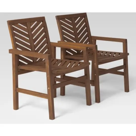 2pk Slatted Chevron Acacia Wood Patio Chairs - Saracina Home image {24}
