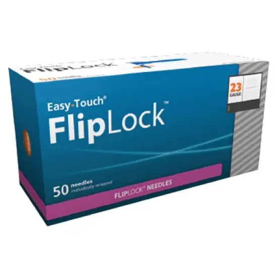 Easy Touch FlipLock Safety Needles 23G 1.5", 50 Ct image {1}