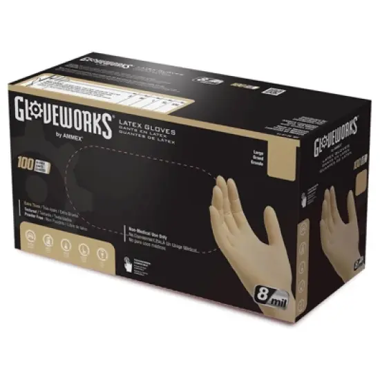 GLOVEWORKS Heavy-Duty Ivory Latex Gloves - Industrial Grade - Perfect for Mechanics, Commercial Cleaning, Household Use, Painting, Plumbing, and more image {8}