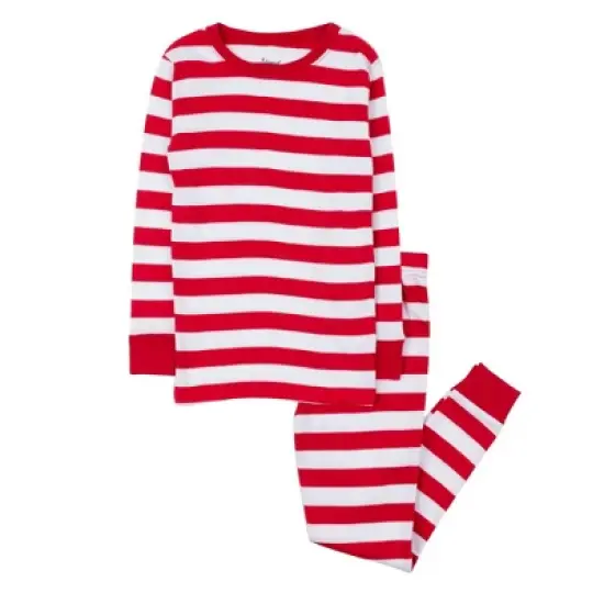 Leveret Kids Two Piece Cotton Striped Christmas Pajamas image {5}