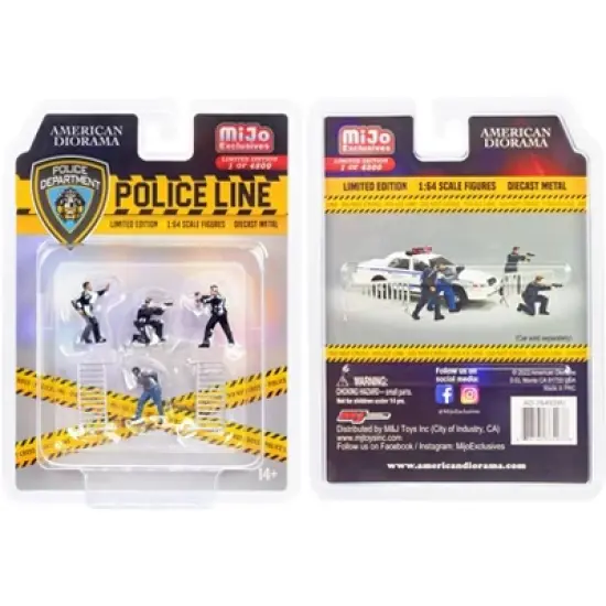 "Police Line" 6 piece Diecast Set (4 Figurines and 2 Accessories) Limited Ed to 4800 pcs 1/64 Scale Models by American Diorama image {3}