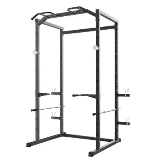 Power Cage Squat Rack with 1100LB Capacity, Adjustable Safety Bars, Pull-Up Bar Included, Heavy Duty Strength Training Power Rack for Home Workouts image {1}
