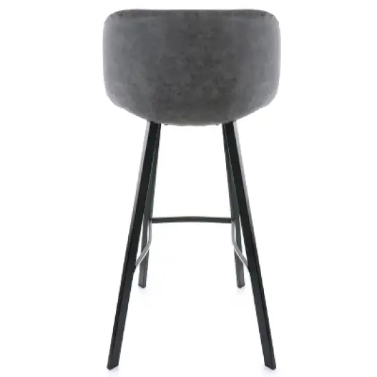 Elama Faux Leather Bar Stool in Gray with Black Legs image {3}
