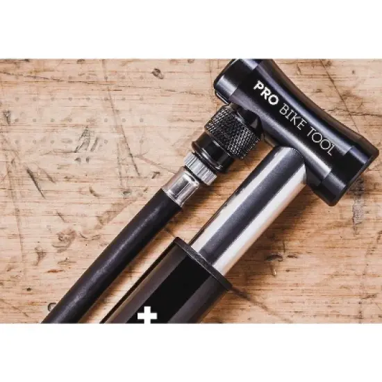 PRO BIKE TOOL Mini Floor Bicycle Pump with Fast Tire Inflation, Black image {2}