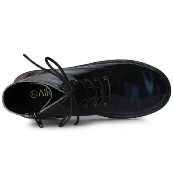 Allegra K Women's Round Toe Platform Lace Up Colorful Combat Ankle Boots image {4}