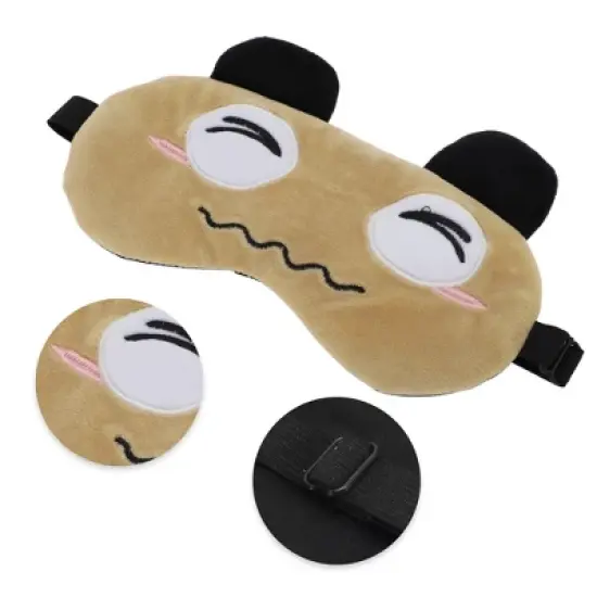 Unique Bargains Soft Cartoon Sleep Mask Squinting Eyes Khaki 1 Pc image {2}