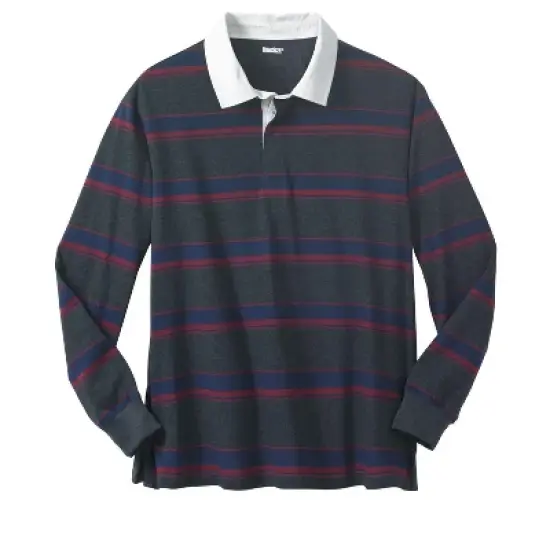 KingSize Men's Big & Tall Long-Sleeve Rugby Polo image {4}