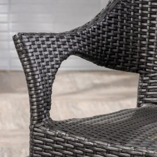 Louisa 3pc Acacia & Wicker Bistro Set - Gray - Christopher Knight Home image {2}