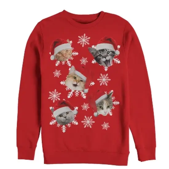 Men's Lost Gods Ugly Christmas Cat Snowflakes Sweatshirt image {2}