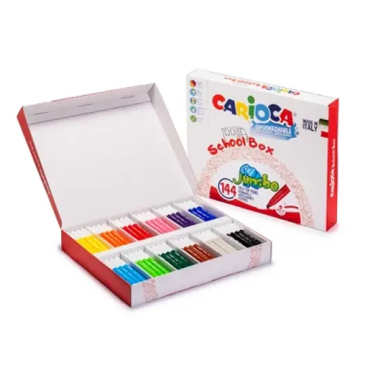 CARIOCA Jumbo Maxi Tip Felt Tip Washable Pens School Box - 144 Pieces image {4}