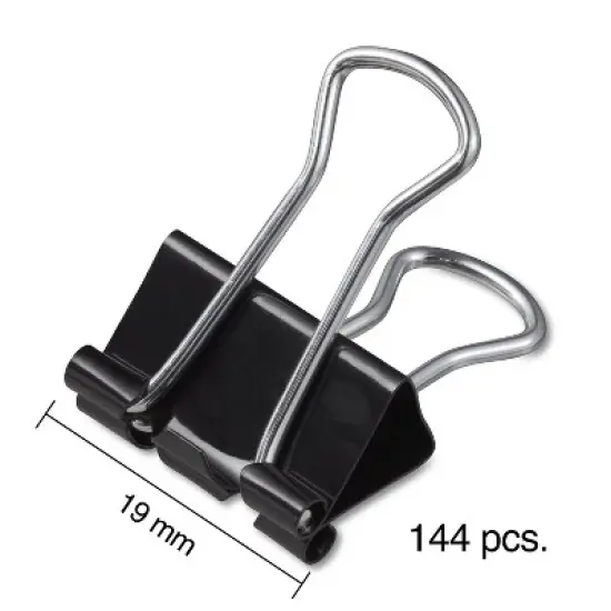 Staples Small Metal Binder Clips Bulk PK Black 3/4" Size with 3/8" Capacity 480114 image {4}