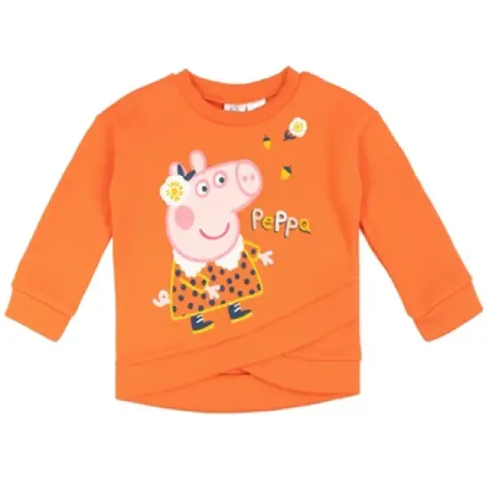 Peppa Pig Girls Pullover Crossover Fleece Sweatshirt and Leggings Outfit Set Little Kid image {1}