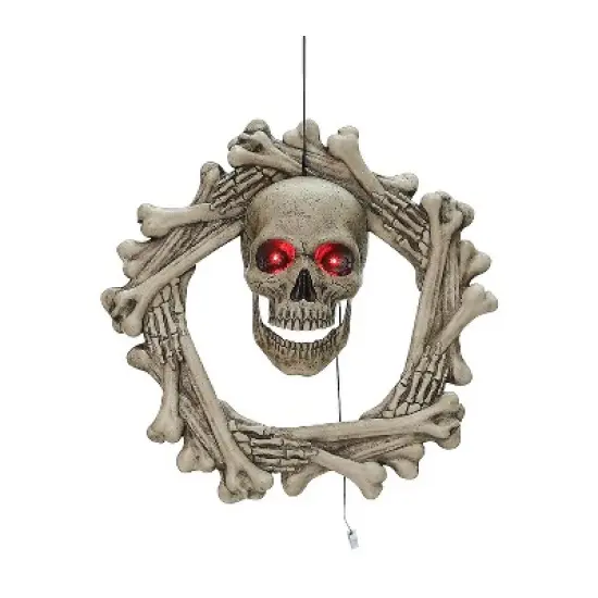 Seasonal Visions 18 in Bone Wreath Animated Decoration  - Off-White image {3}
