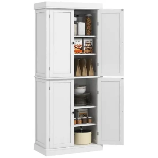 HOMCOM 72" Traditional Freestanding Kitchen Pantry Cupboard with 2 Cabinet, and Adjustable Shelves image {8}