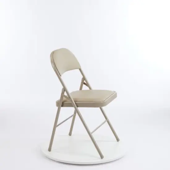 DOMETOUR Set of 2 Folding Chair Leather Padded Folding Chairs Easy to Use and Store Outdoor and Indoor for Home Office Party khaki image {3}