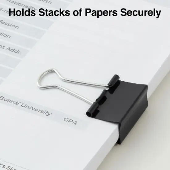 Staples Medium Binder Clips Bulk PK Blk 1 1/4" Size with 5/8" Capacity 144/PK 395200 image {3}