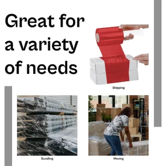 PSBM 18 Rolls Red 3" x 1000 Ft x 80 Ga Pallet Wrap Stretch Film with Free Dispenser image {4}