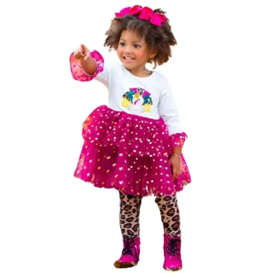 Girls Sparkle Turkey Tulle Tunic & Leopard Legging Set - Mia Belle Girls image {7}