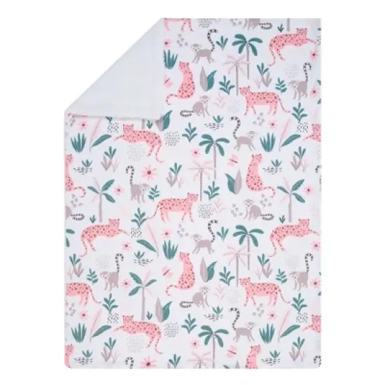 Lambs & Ivy Enchanted Safari Animals White Ultra Soft Jungle Baby Blanket image {1}