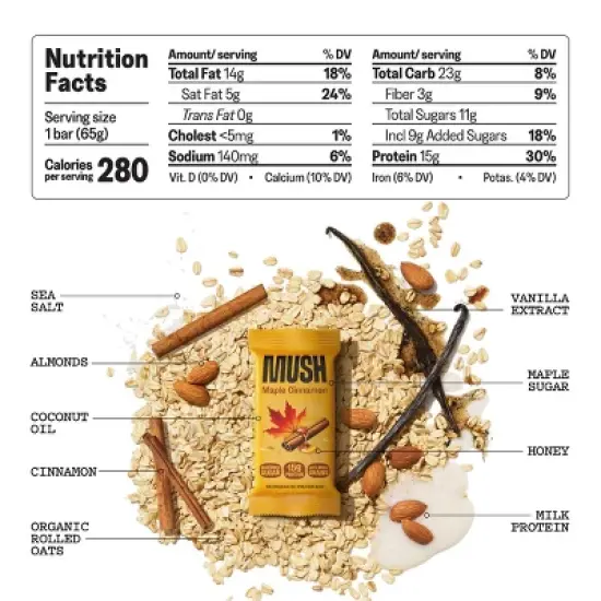 MUSH Maple Cinnamon Refrigerated Protein Bar - 2.3oz image {1}