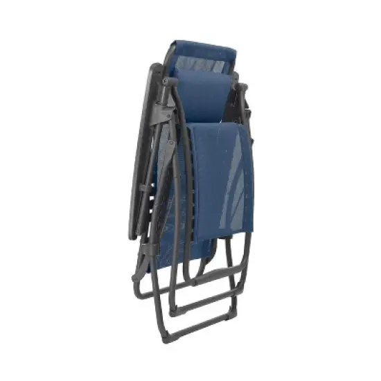 Lafuma Futura Zero Gravity Portable Ergonomic Outdoor Steel Framed Lawn Patio Recliner Folding Lounge Chair with Headrest Cushion, Ocean Blue image {1}