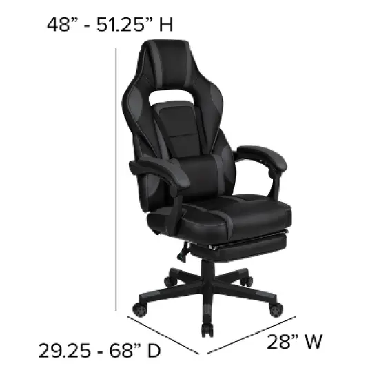 Flash Furniture Gaming Desk with Cup Holder/Headphone Hook/Monitor Stand & Reclining Back/Arms Gaming Chair with Footrest image {5}