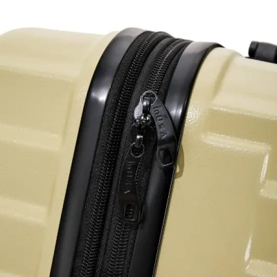 InUSA Aurum Lightweight Hardside Medium Checked Spinner Suitcase - Champagne image {12}