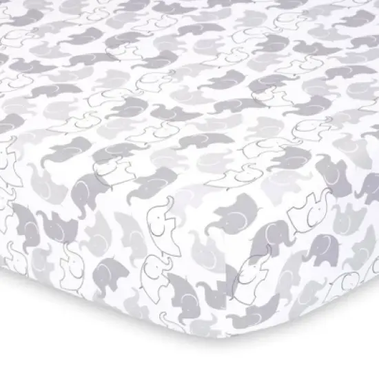 The Peanutshell Fitted Crib Sheets - Gray Elephant Walk - 2pk image {1}