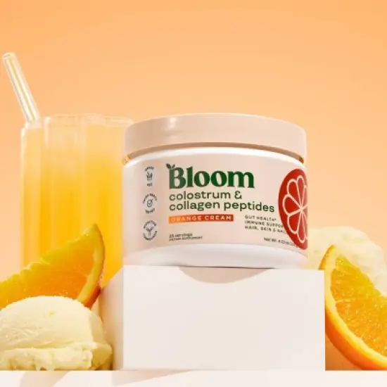 BLOOM NUTRITION Colostrum & Collagen Peptides Powder - Orange Cream - 4.23oz/25 Servings image {1}