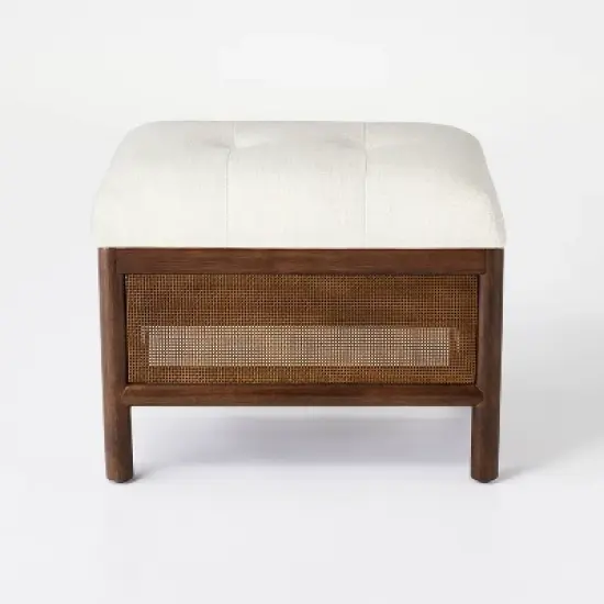 Woodspring Cane Base Ottoman Dark Walnut/Cream - Threshold&trade; designed with Studio McGee image {6}