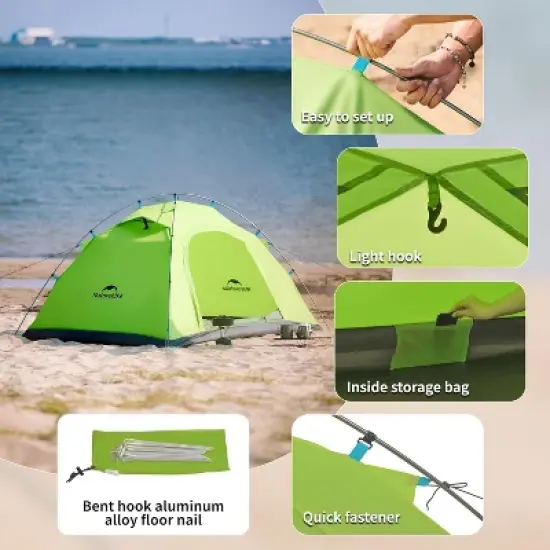 Naturehike P-series Camping Tent 2 Persons in 4 Seasons, Ultralight Tents Backpacking Tents backpacking Tents, Anti-UV Family Tents for Outdoor image {1}