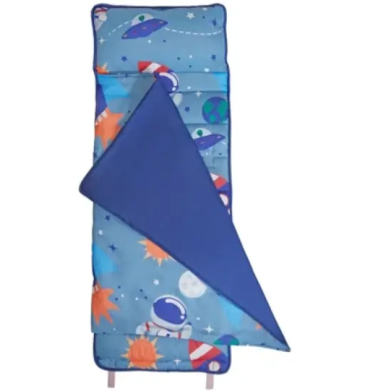 Everyday Kids Outer Space Nap Mat with Removable Pillow &ndash; Soft, Roll-Up Design with Handle and Straps &ndash; Perfect for Kids Ages 3&ndash;6, Travel & Daycare image {3}