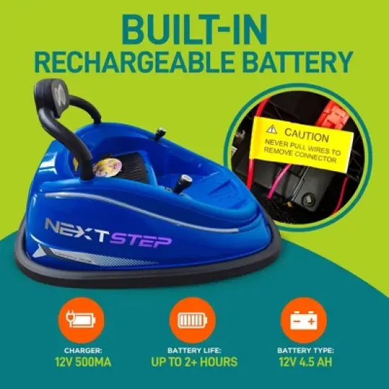 Serenelife 360 Degree Spinning Bumper Car with Adjustable Safety Belt, Control Panel, Soft Bumper, Flashing Lights, Built In Battery & Wheels, Blue image {4}