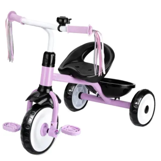 Itopfox Toddler Tricycle for Ages 2-4 Years, Kids Trike with Bell and Back Basket, 3 Wheel Bike Riding Toy Gift for Girls, Purple image {9}