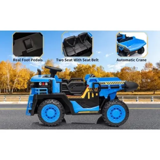 Ride On Dump Truck, 2 Seater Ride On Construction Vehicle with Remote Control, Electric Dump Bed, Ride On Car Toy for Kids image {11}