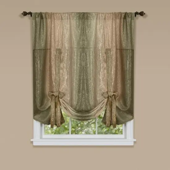 GoodGram Royal Ombre Crushed Semi Sheer Tie Up Single Window Curtain Shade image {4}