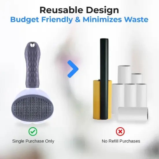 SereneLife Self-Cleaning Pet Grooming Brush with Massage Bristles & Easy Release Button &ndash; Gray &ndash; SLPTBRSH1 image {5}