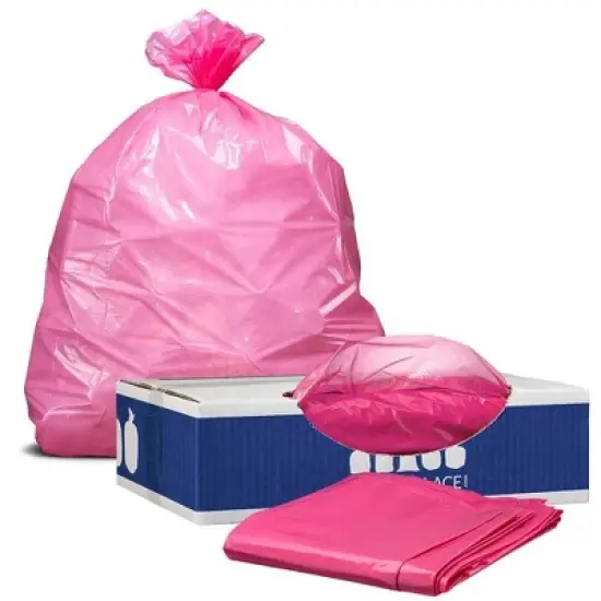 Plasticplace 32-33 Gallon Trash Bags, Pink (100 Count) image {3}
