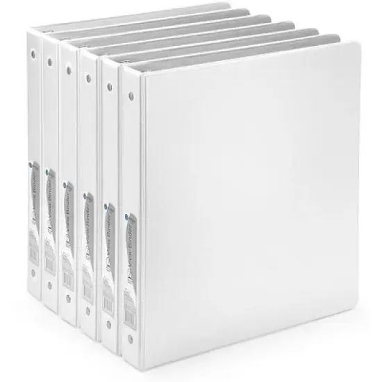 3 Ring Binder, 6-Pack White Round Ring Binder with Clear View Cover & 2 Inside Pockets Binders, School Supplies Binders image {8}