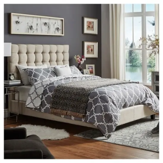 King Ascott Hill Button Tufted Bed Oatmeal - Inspire Q image {5}