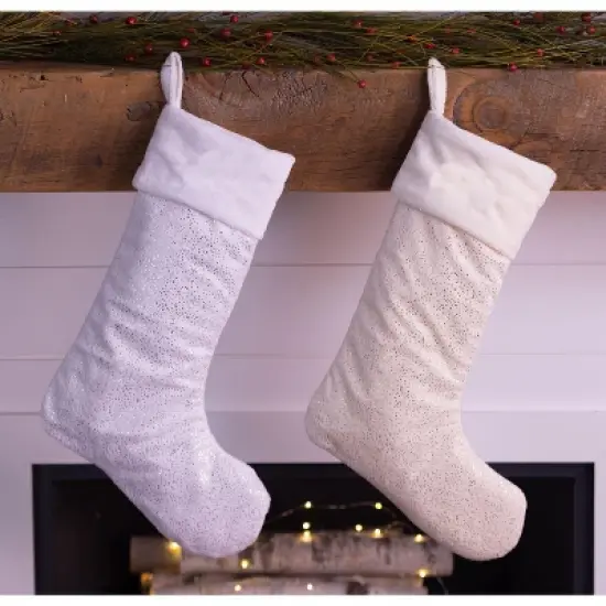 White and Silver Christmas Stocking &ndash; Soft Plush Fabric &ndash; Handmade in Minnesota by MerryStockings image {1}