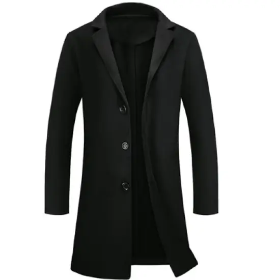 Lars Amadeus Men's Lapel Collar Single Breasted Warm Long Overcoat image {6}